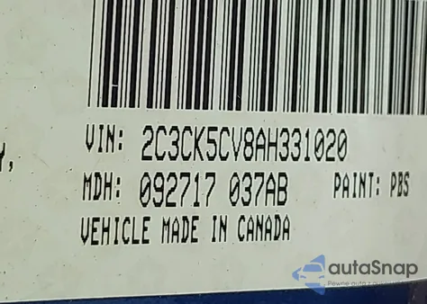 2010 Chrysler 300 Touring/Signature Series из США, поврежденный, VIN 2C3CK5CV8AH331020